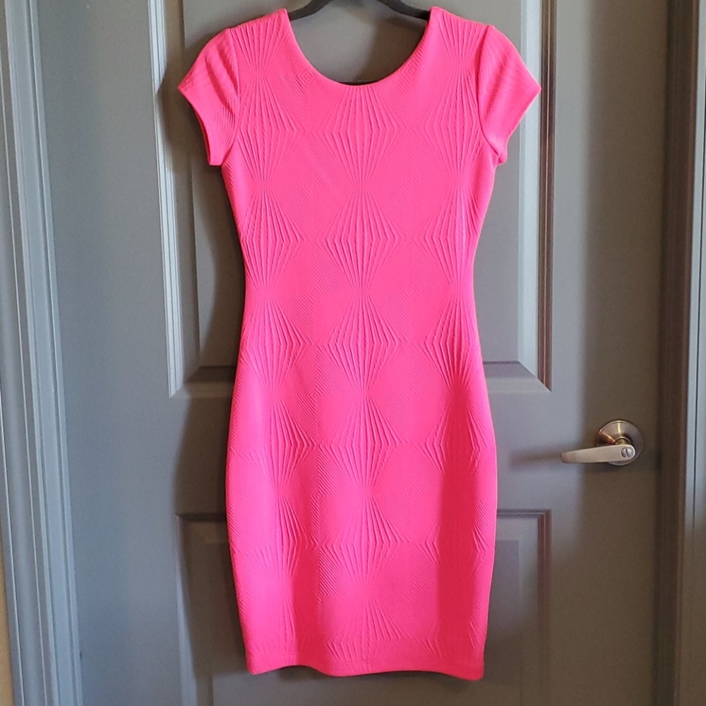 NWT Neon Pink Bodycon Mini 80s